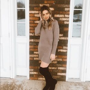 Express wool blend mock neck sweater dress